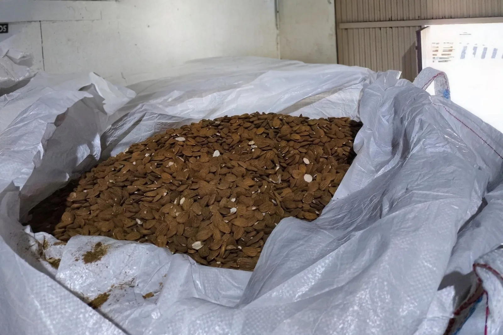 Big Bag abierto lleno de almendra